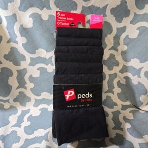 NEW 6PK Peds black Trouser socks ladies shoe sz 5-10